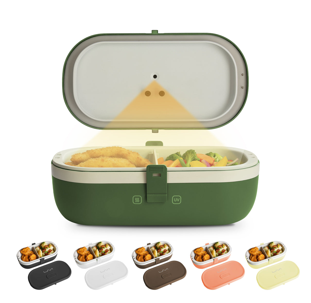 Self-Heating Lunch Box With USB-C Cord and UV LIGHT SANITIZER