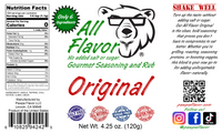 Thumbnail for Pawpa Flavor All Flavor seasoning and rub label with bear graphic and product details on a white background No added salt or sugar.