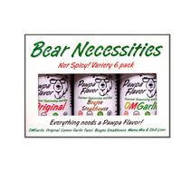 Thumbnail for Bear Necessities variety 6 pack of Pawpa Flavor seasoning consisting of Original, Boujee Steakhouse, OMGarlic, Sabroso Chili Lime, Mama Mia and Lemon Garlic Twist on a white background