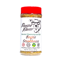Thumbnail for A bottle of Pawpa Flavor Boujee Steakhouse seasoning and rub, with a red cap and a label featuring the product name and branding.