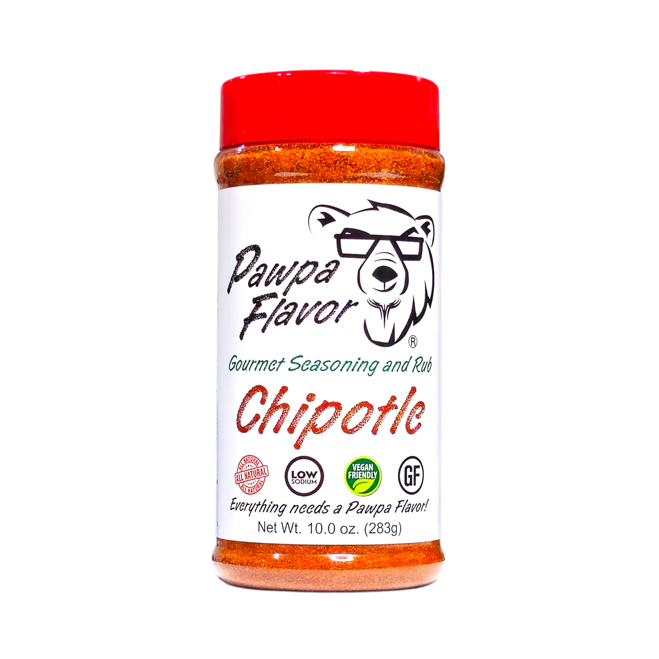 Pawpa Flavor Chipotle seasoning in signature packaging, a smoky chili blend with bold heat.