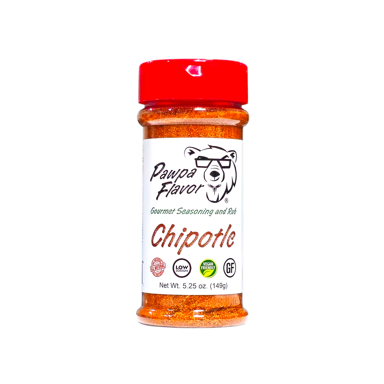 Pawpa Flavor Chipotle seasoning in signature packaging, a smoky chili blend with bold heat.