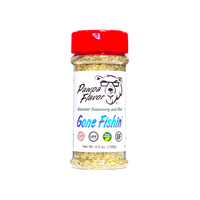 Thumbnail for A bottle of Pawpa Flavor Gone Fishin' seasoning with a red cap and a label featuring the product name and branding.