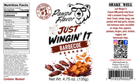 Thumbnail for Front and back packaging label of Pawpa Flavor Just Wingin' It Barbecue, showing nutrition facts, ingredients, branding, flavor description, social media icons, and a barcode.