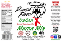 Thumbnail for Mama Mia Italian Gourmet Seasoning and Rub label with branding and product details.