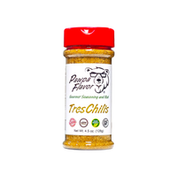 Thumbnail for A bottle of Pawpa Flavor Tres Chilis seasoning with red cap on a white background
