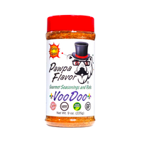 Thumbnail for Pawpa Flavor VooDoo spice jar with red lid and white label featuring a cartoon bear and brand name on a white background