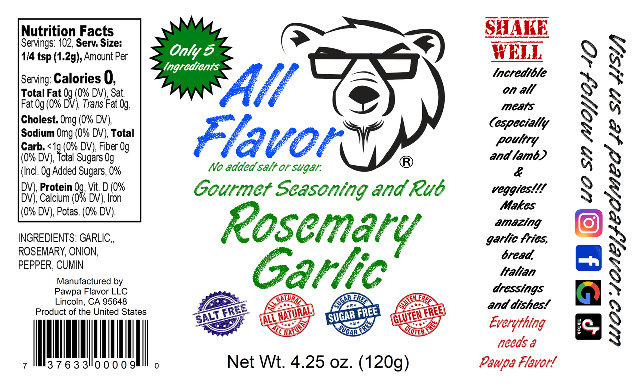 Pawpa Flavor LLC All Flavor Rosemary Garlic
