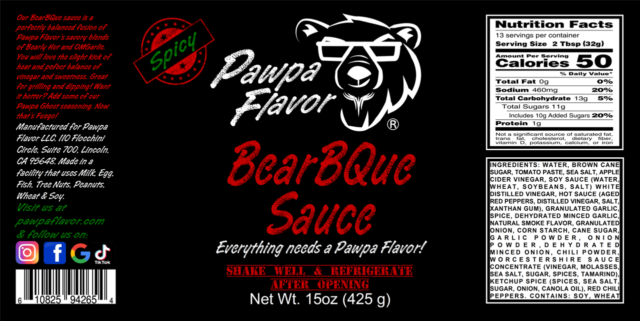 Pawpa Flavor LLC Condiments & Sauces Pawpa Flavor BearBQue Sauce
