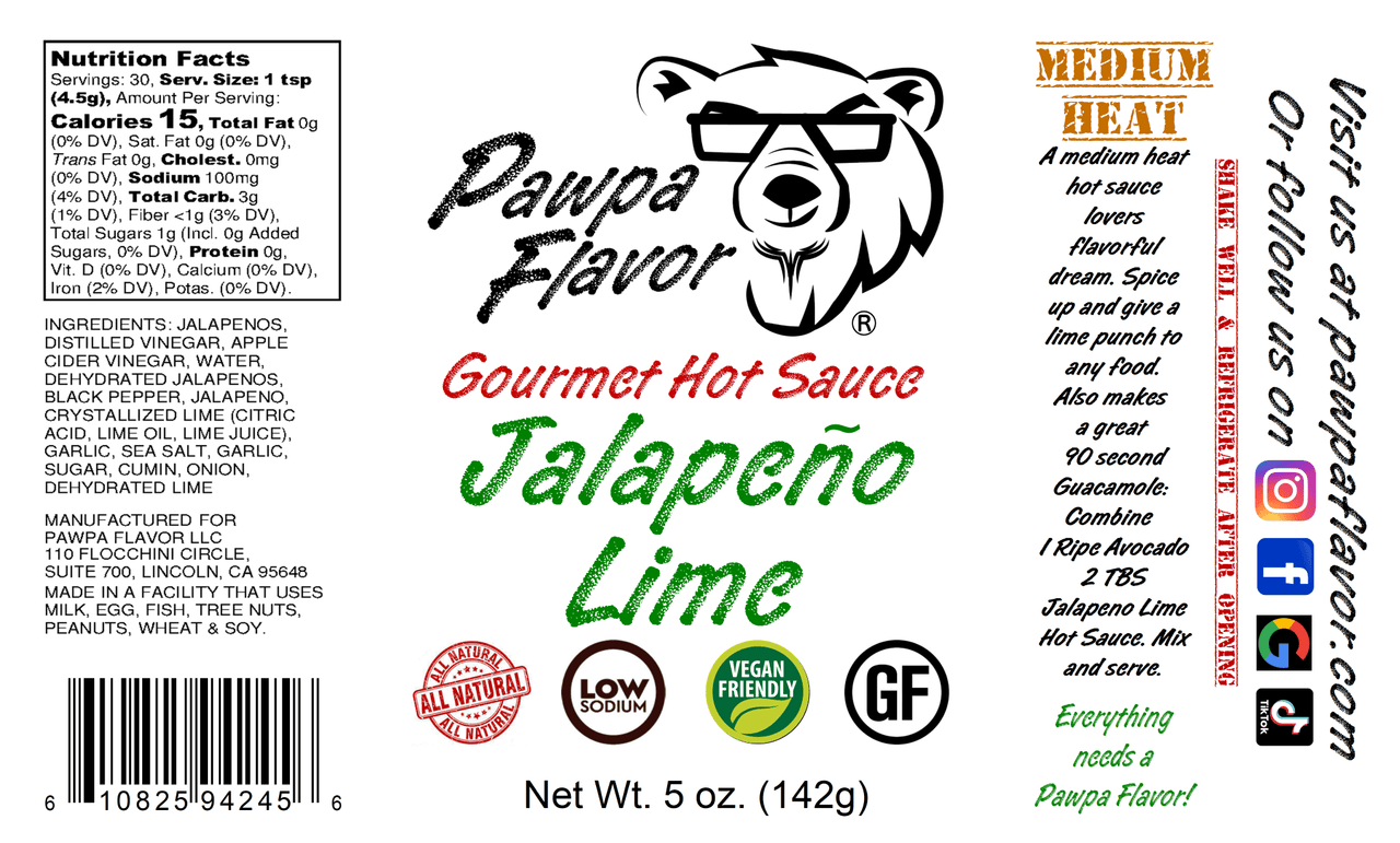 Pawpa Flavor LLC Sauces Pawpa Flavor Jalapeno Lime Hot Sauce