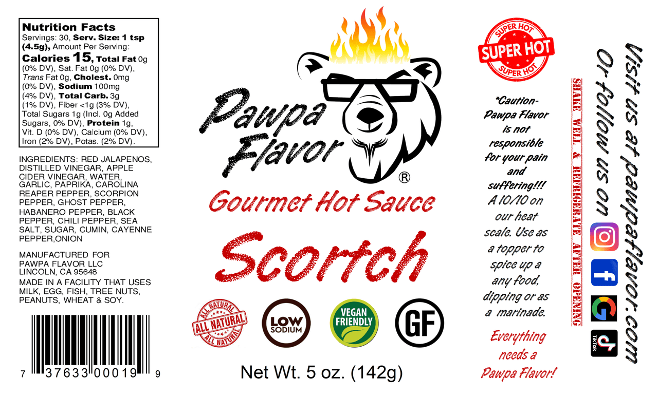 Pawpa Flavor LLC Sauces Pawpa Flavor Scortch Hot Sauce