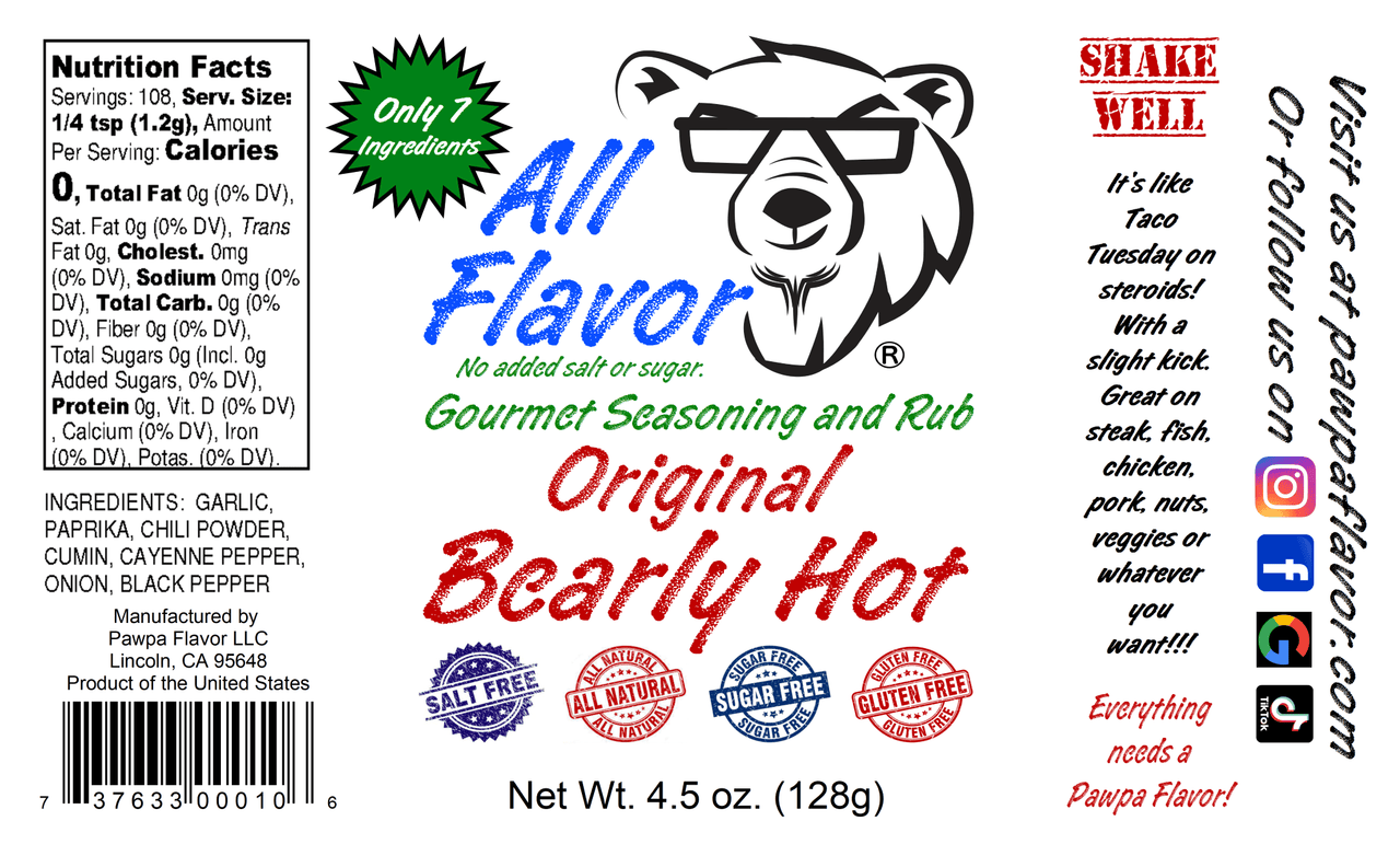 Pawpa Flavor LLC Seasonings and Rubs All Flavor Bearly Hot
