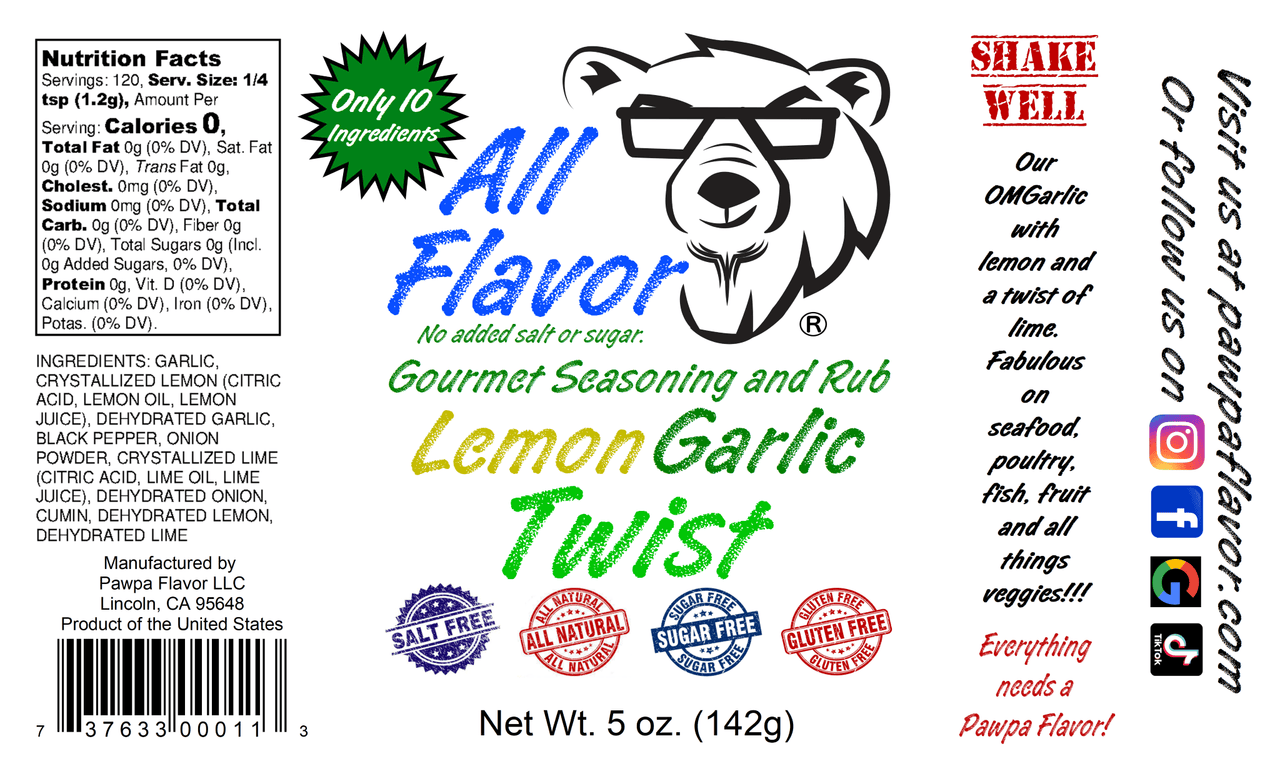 Pawpa Flavor LLC Seasonings and Rubs All Flavor Lemon Garlic Twist