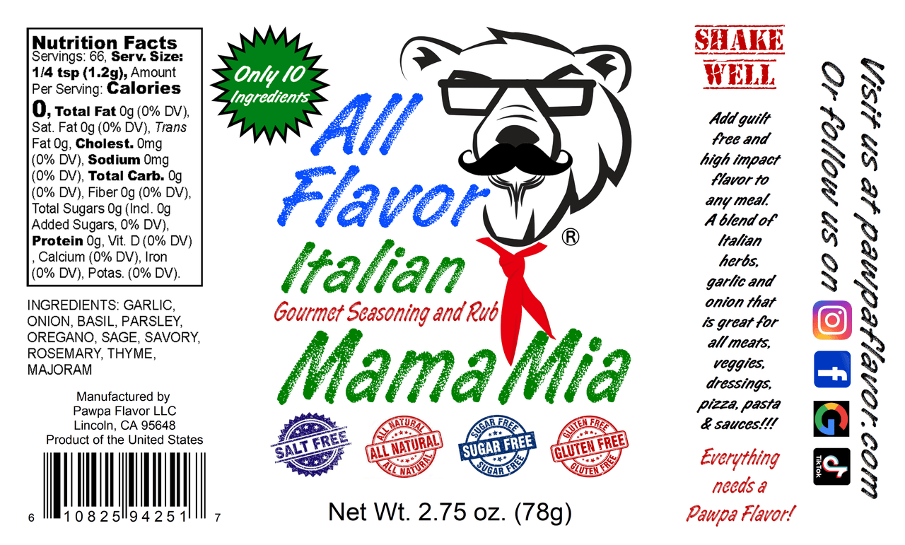 Pawpa Flavor LLC Seasonings and Rubs All Flavor Mama Mia Italian Seasoning