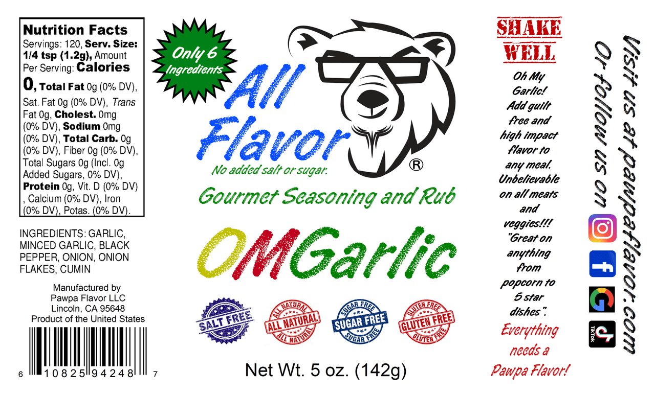 Pawpa Flavor LLC Seasonings and Rubs All Flavor OMGarlic