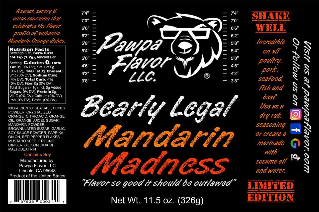 Pawpa Flavor LLC Seasonings and Rubs Bearly Legal Mandarin Madness - Limited Edition