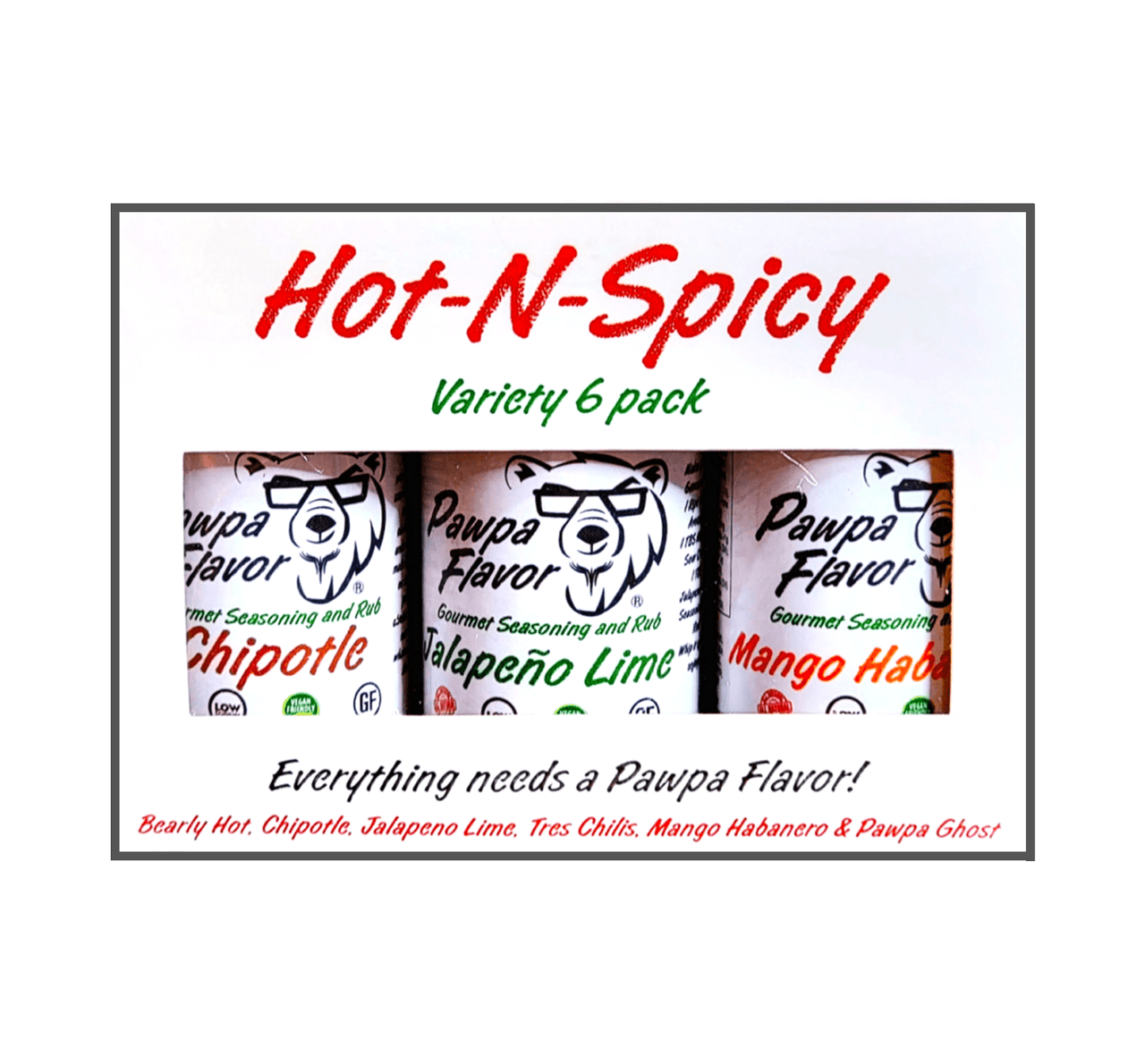 Pawpa Flavor LLC Seasonings and Rubs Pawpa Flavor Hot-N-Spicy 6 Pack