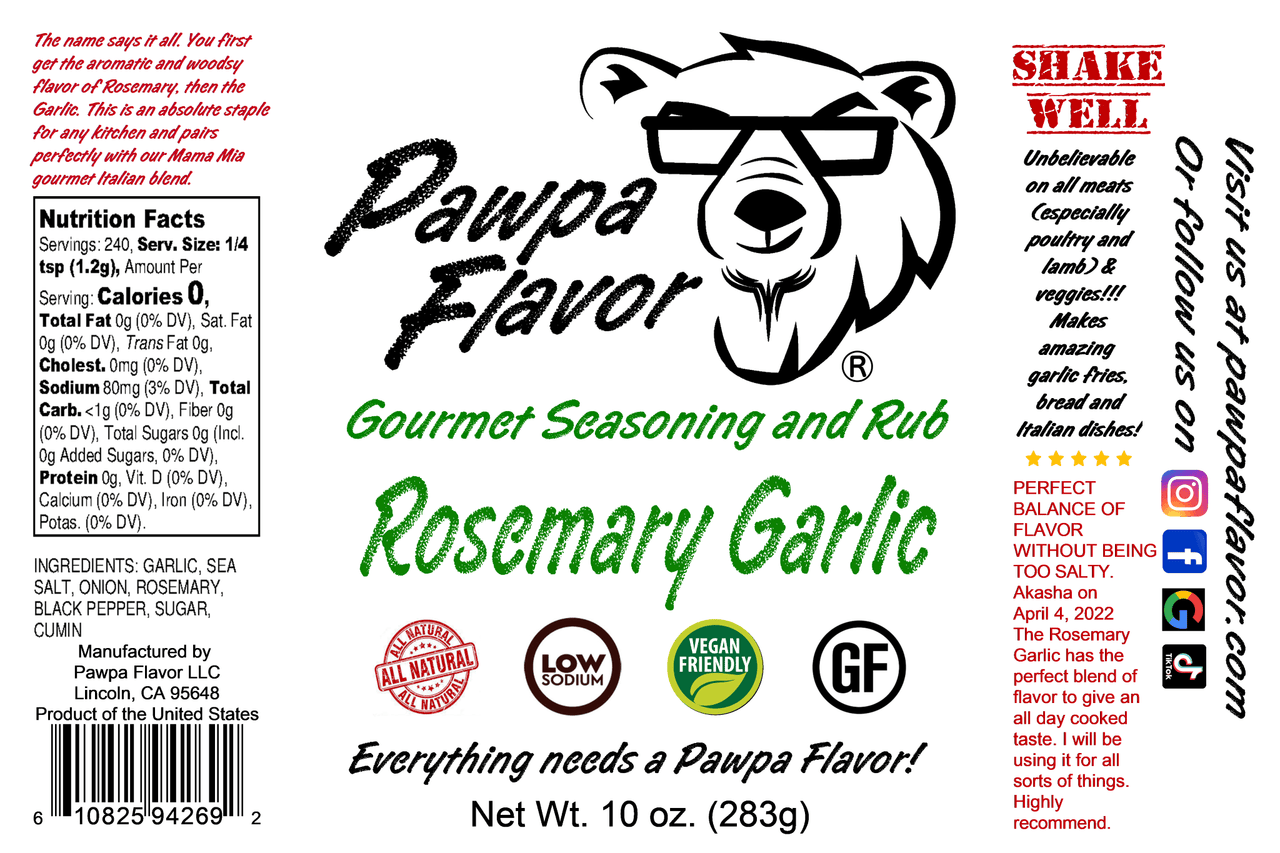 Pawpa Flavor LLC Seasonings and Rubs Pawpa Flavor Rosemary Garlic